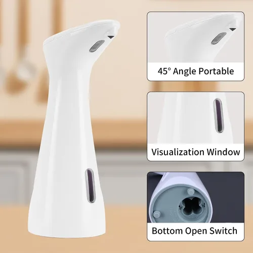 Vista 2 de OUKENS Dispensador automático de jabón, 6.8 fl oz, sensor sin contacto, dispensador de jabón de manos con infrarrojos para baño y fregadero