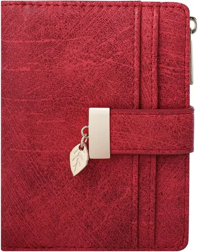 Vista 17 de Billetera pequeña para mujer, plegable, de piel suave, tarjetero con ventana de identificación, con cremallera, bolsillo para monedas, carteras