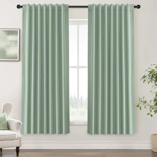 Vista 75 de UHITECH Cortinas opacas de 35 pulgadas de largo para sala de estar, 2 paneles, cortina opaca corta para cocina para ventanas pequeñas, cortinas