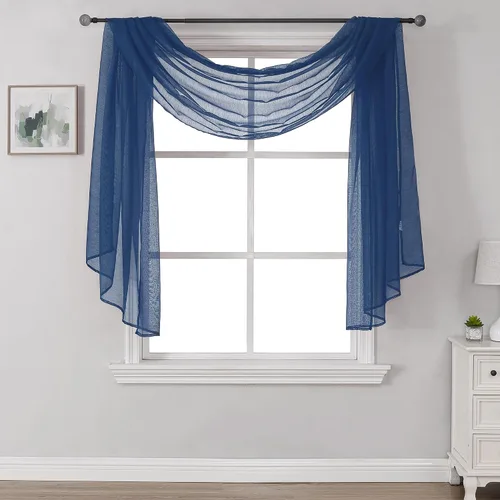 Vista 35 de Bufanda transparente para ventana de 144 pulgadas de largo, color azul bebé, perfecta como bufandas de cenefa, así como toldo de cama o decoración