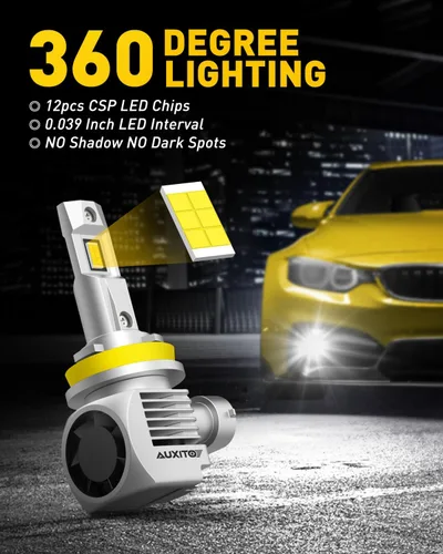 Vista 2 de AUXITO Bombillas LED H11, 20000 lúmenes, 100 W por juego, 6000 K blanco frío, bombillas LED H8 H9 para luces antiniebla, Plug and Play, paquete de 2