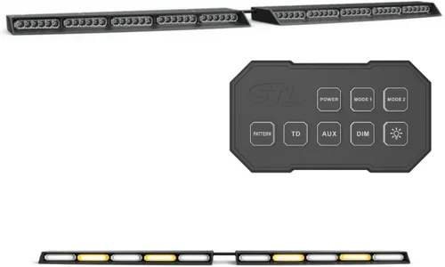 Vista 17 de SpeedTech Lights Raptor Elite TIR - Barra de luz LED estroboscópica para parabrisas superior, con soporte y caja de control, color ámbar/ámbar