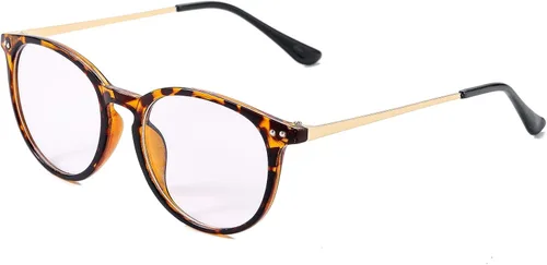 Vista 2 de Lentes falsos de lente transparente sin receta para mujeres y hombres lentes retro con marco de metal redondo