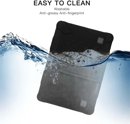 Vista 2 de Funda para tablet ZZB ZB10 / JUNYANG de 10.1 pulgadas, funda protectora de silicona suave, apta para niños, funda de tableta con soporte ajustable