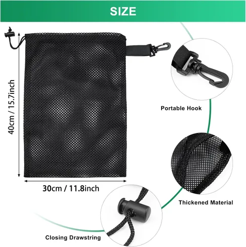 Vista 2 de 10 bolsas de malla con clips, bolsas de almacenamiento de nailon portátiles para juguetes, almacenamiento deportivo, actividades al aire libre, etc.