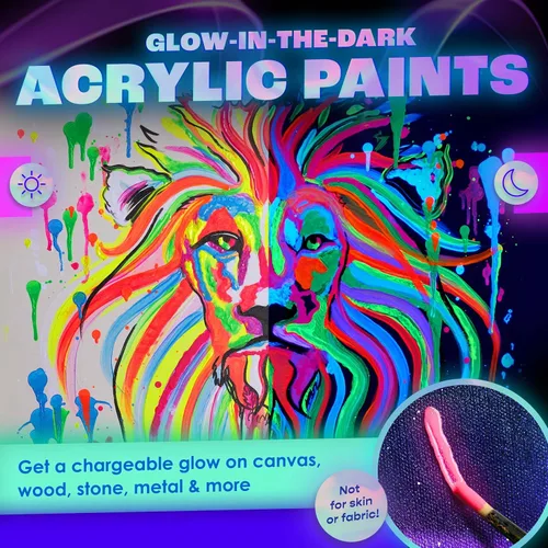 Vista 4 de neon nights, pintura que brilla en la oscuridad luminiscente fosforescente pintura autoluminosa - Juego de 8