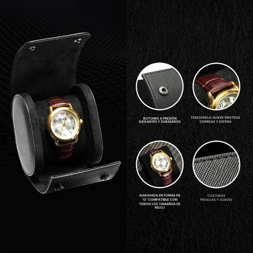 Vista 2 de ROSELLE Funda de reloj individual para hombre y mujer - Estuche de viaje Negro-1