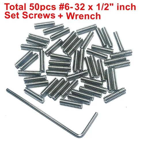 Vista 2 de Juego de 50 tornillos de 6-32 x 1/2 pulgadas de acero inoxidable 304 de cabeza Allen hexagonal hexagonal con llave Allen de 1/16, juego de tornillos