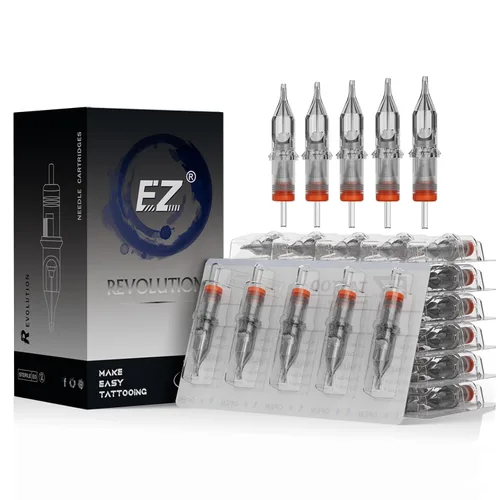 Vista 8 de EZ 100 agujas de cartucho de tatuaje Revolution surtidas 3RL 5RL 7RL 5RS 7RS 7M1 9M1 11M1 9CM 15CM con 2 agarres de aluminio agujas de tatuaje