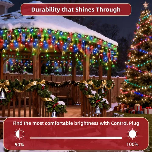 Vista 4 de 612 luces LED de Navidad de 60 pies con 136 caídas, 12 modos de iluminación, decoración navideña multicolor, luces centelleantes regulables