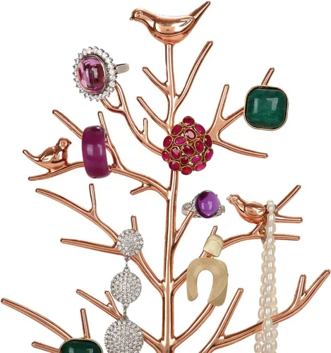 Vista 5 de AUTODECO 3 piezas de organizador de árbol de joyería retro para collares y aretes, soporte de árbol, joyería, árbol, gran regalo para mujeres