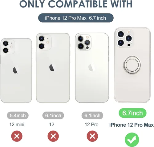 Vista 7 de Hython Funda para iPhone 12 Pro Max con soporte de anillo [soporte de anillo giratorio de 360° con soporte magnético] [forro de microfibra suave]