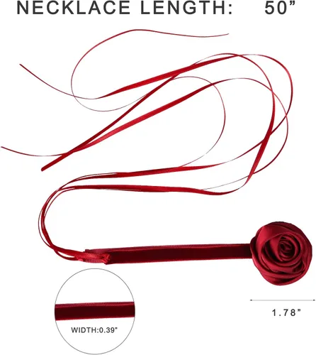 Vista 2 de iuviwey Gargantilla negra con cordones de flores de camelia para mujeres y niñas