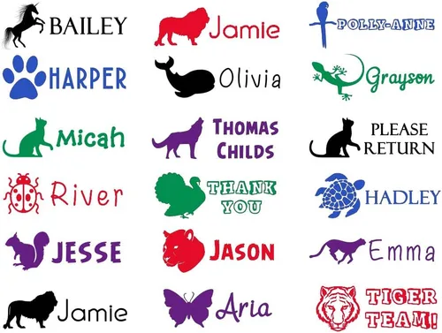 Vista 2 de Más de 60 imágenes para elegir: sello de nombre personalizado para niños y adultos. Sello de nombre autoentintado. ¡Elige tu propia fuente