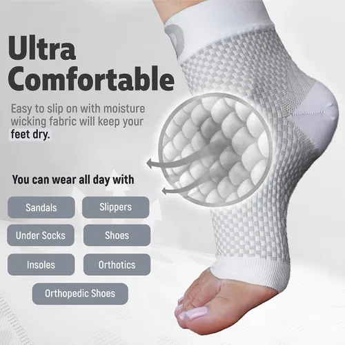 Vista 4 de Calcetines de fascitis plantar con soporte de arco para hombres y mujeres, los mejores calcetines de compresión de tobillo para aliviar el dolor