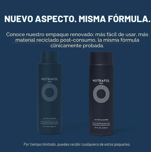 Vista 2 de Nutrafol Champú y acondicionador 2 en 1 para hombres, limpia, hidrata, desobstruye los poros, mejora el volumen y la fuerza del cabello, formulado