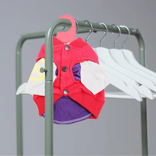 Vista 7 de POPETPOP 50 perchas de ropa para perros, lindo abrigo rosa para secar perros, perchas de plástico para ropa para mascotas, estantes de secado