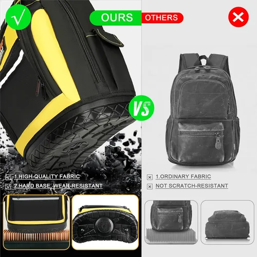 Vista 4 de Mochila AIRAJ PRO para herramientas, mochila de 17" de alto rendimiento con base moldeada impermeable, mochila resistente multiuso