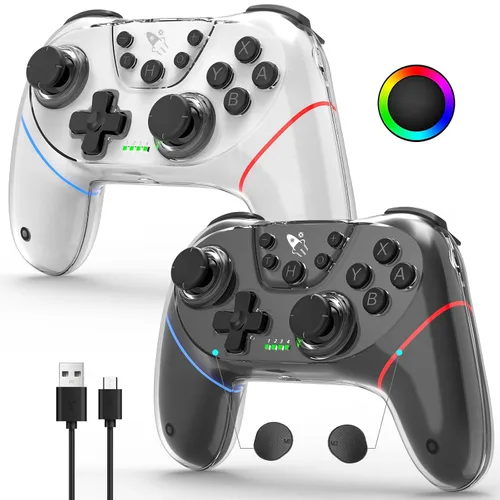 Vista 8 de AceGamer 2 Pack Wireless Controller for Nintendo Switch/Lite/OLED, Hall Effect Joystick for Switch 2 Pro Controller with Wake-Up/Turbo/Dual