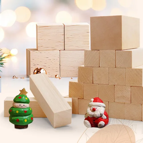 Vista 7 de Bloques de tallado de tilo para manualidades, kit de 24 bloques de madera con 3 tamaños, bloques de tallado de madera, kit de tallado de madera
