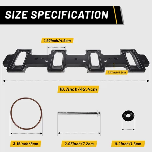 Vista 6 de LS1 Placas adaptadoras de colector de admisión rectangular para culata de puerto catedral a LS3 LSA ZL1 CTS-V (negro)