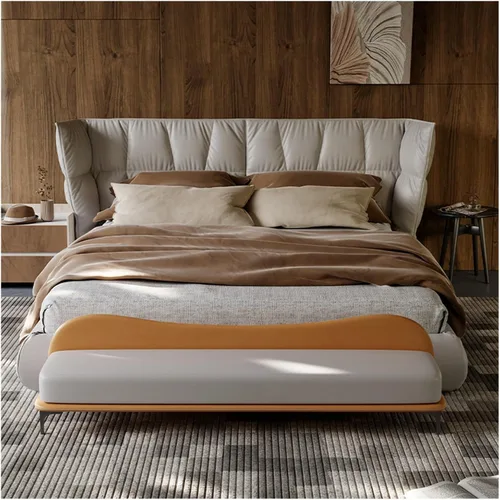Vista 6 de LSLYTQ Bedroom Bench for End of Bed End of Bed Bench, Leather Long Bench, Upholstered Bedroom Bench for Living Room Foyer Indoor Entryway Gris