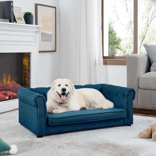 Vista 11 de KEIKI Cama para perros de 39 pulgadas para perros medianos y grandes, sofá cama elevada para mascotas, sofá cama elevada duradera para perros