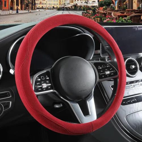 Vista 28 de Funda para volante en forma de D de gamuza negra de 13.5 a 14 pulgadas Warm in Winter and Cool in Summer, Small Felt Car Accessories, Breathable