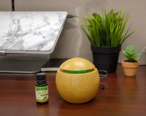 Vista 3 de Nature's Truth Difusor elegante de aromaterapia ultrasónica con aspecto de madera con adaptador USB