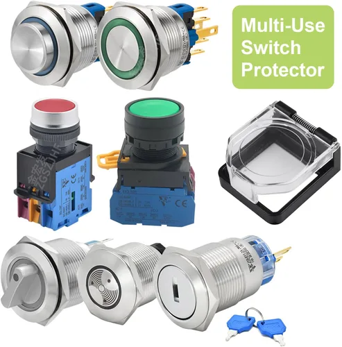 Vista 7 de 4 protectores de plástico transparente para interruptor de botón, a prueba de polvo, pomo de parada de emergencia para botón de encendido de 0.866