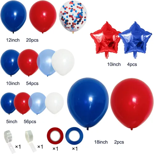 Vista 3 de PERPAOL Kit de arco de guirnalda de globos arcoíris de 146 piezas y 140 globos azul marino, rojo y blanco
