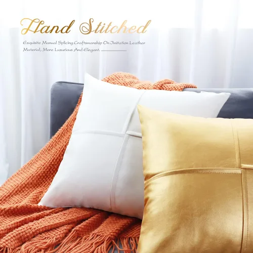 Vista 92 de BRAWARM Fundas de Almohada Decorativas de Cuero Sintético 12 X 20 Pulgadas, Fundas de Almohada Lumbar de Cuero Naranja Paquete de 2, Almohadas