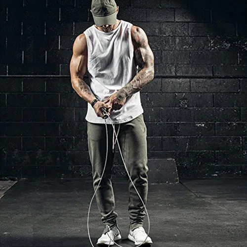 Vista 4 de ZUEVI Camiseta sin mangas con corte muscular para hombre, culturismo, fitness, gimnasio, entrenamiento, Stringer