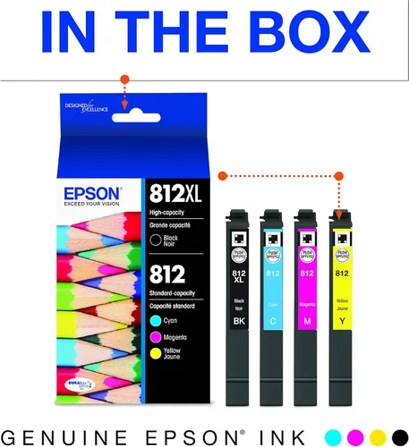 Vista 3 de Epson T812 DURABrite Ultra Ink - Cartucho de color negro y estándar de alta capacidad (T812XL-BCS) y cartucho magenta de alta capacidad T812