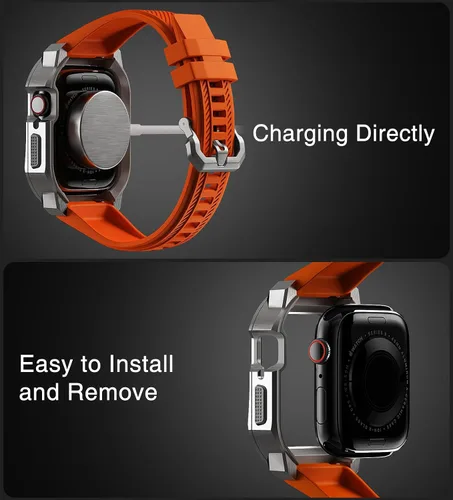 Vista 5 de ULTIMAL Compatible con Apple Watch de 1.929 in/1.772 in/1.732 in, correa deportiva resistente con carcasa de acero inoxidable resistente, correa