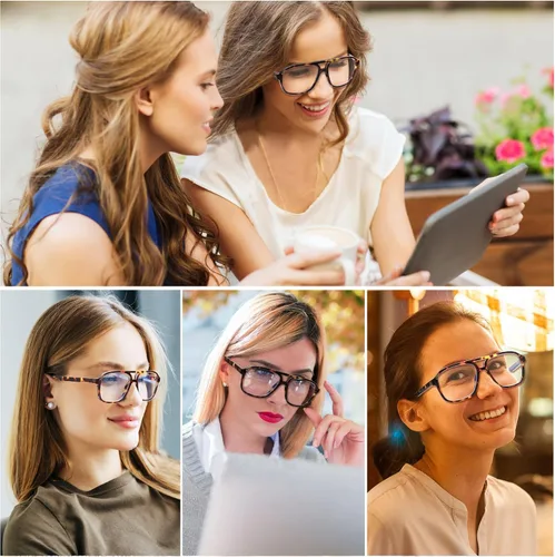 Vista 3 de JM Paquete de 3 lentes de lectura de aviador de gran tamaño para mujeres y hombres, retro cuadrados con luz azul para lectura de computadora