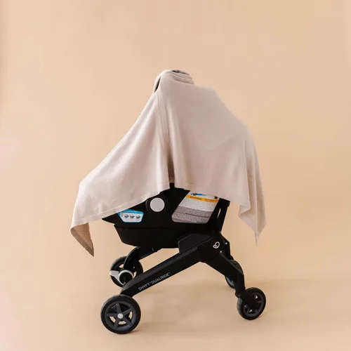 Vista 4 de MakeMake Organics Pareo de lactancia de punto transpirable para lactancia materna – Suave certificado GOTS algodón orgánico cubierta para lactancia