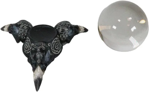 Vista 5 de Ebros Gift Wicca Adivinador psíquico Cuervo cuervo Calaveras Geometría Sagrada Cristal Gazing Ball Figurine Brujería Brujas Divinidad Wicca