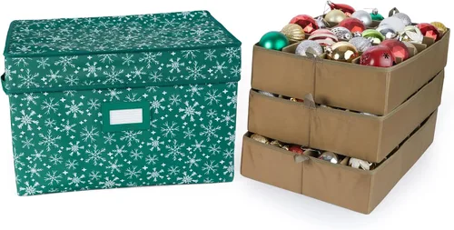 Vista 17 de Covermates Keepsakes – Caja de almacenamiento ajustable de 72 piezas – Capacidad para adornos de 4 pulgadas – Resistente – Asas – apilables