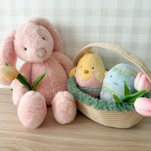 Vista 7 de MON AMI Conejo de peluche de albaricoque de 13 pulgadas, juguete de peluche Conejito de albaricoque