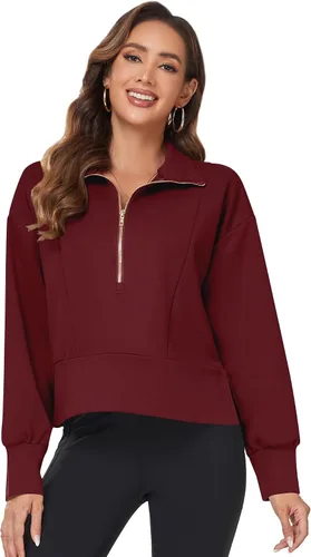 Vista 3 de ANGGREK Sudaderas con media cremallera para mujer, de manga larga, estilo casual, Y2K, ropa de invierno S-XXL