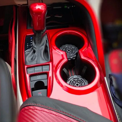 Vista 6 de Panel de control de la manija de cambio, 1 unidad, decoración interior del automóvil, accesorios para interiores de automóviles, accesorios para Rojo