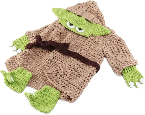 Vista 6 de Vestido de Halloween, maestro de Baby Yodas, accesorios de fotografía infantil de Baby Yodas, disfraz de fotografía de bebé de 100 días, ropa