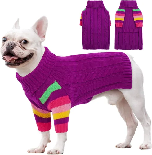 Vista 29 de Suéter XS para perro, suéter de cuello alto con manga para Yorkie Azul
