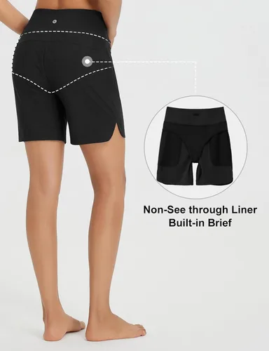 Vista 60 de baleaf Traje de baño de cintura alta de 3, 5, 7, 9 pulgadas, para mujer, de secado rápido, con bolsillos