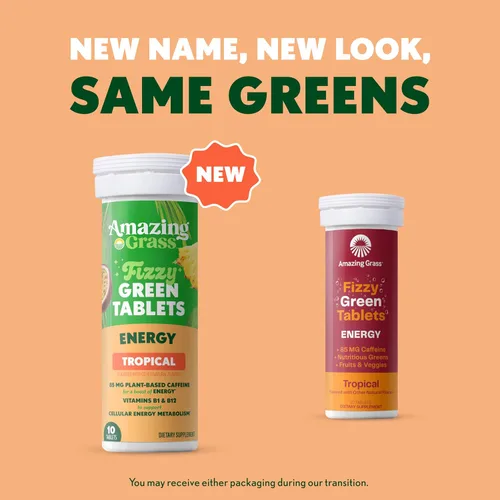 Vista 2 de Amazing Grass - Tabletas efervescentes Tableta de verduras efervescentes con 85 mg de cafeína a base de plantas, 1 porción de frutas y verduras