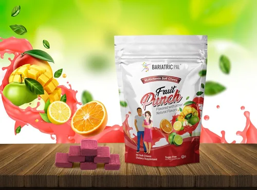 Vista 4 de BariatricPal Multivitamínico suave masticable sin hierro - Ponche de frutas (180 unidades)