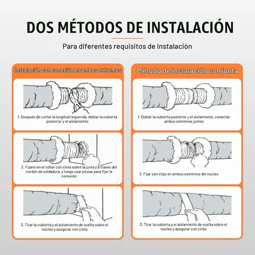 Vista 5 de VEVOR - Conducto flexible aislado de 4 pulgadas R-6.0, 25 pies de largo con 2 abrazaderas para conductos, manguera de conducto de aire de protección