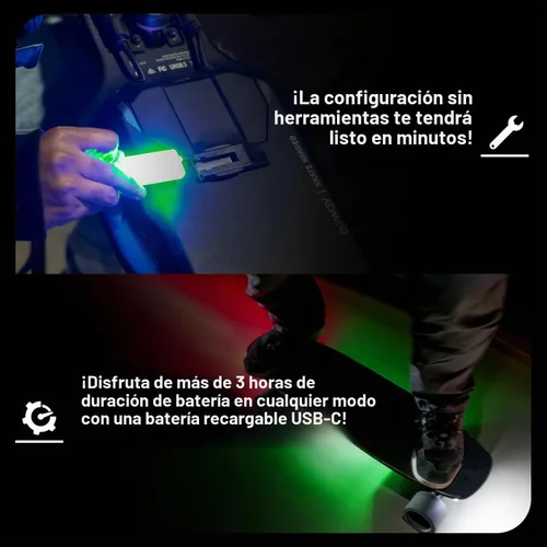 Vista 4 de ShredLights Underglow LED Light for Electric Skateboards, Longboards, Scooters Full RGB, 11 Light Modes, Adhesive Mount