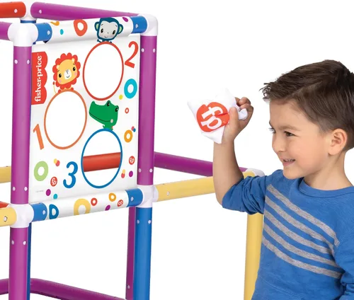 Vista 3 de Fisher-Price Estructura de juego de gimnasio de la selva con tobogán para niños con juego de lanzamiento de bolsas de frijoles, juego activo